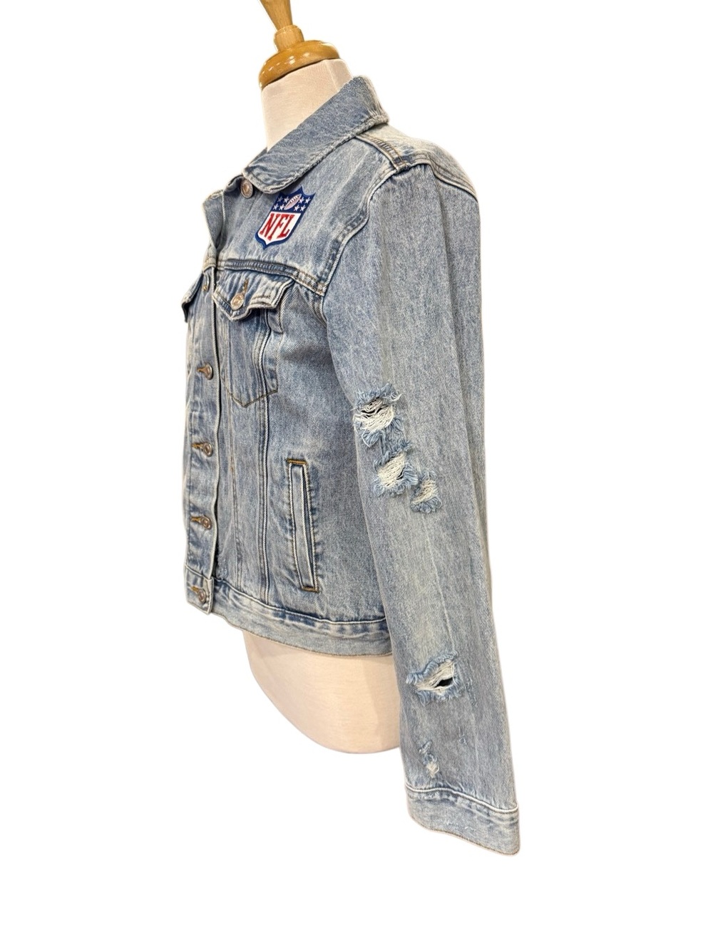 Atlanta Falcons NFL Football Forever 21 Denim Jean Jacket Size M - Picture 3 of 15